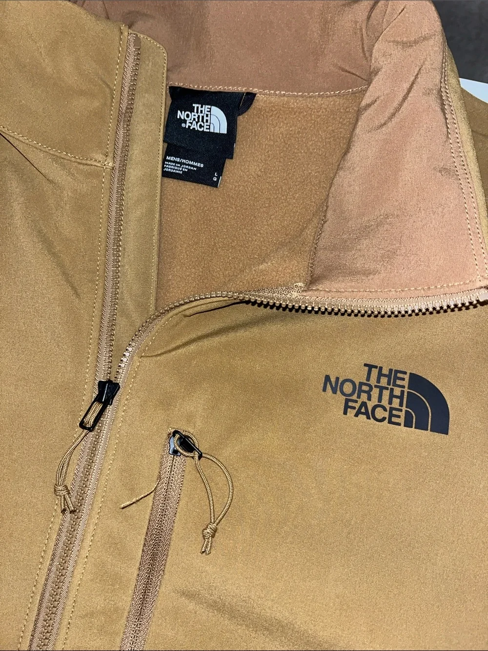 Mens North Face Mustard Tan Fleece Zipper Windwall Bionic Jacket Coat Windproof